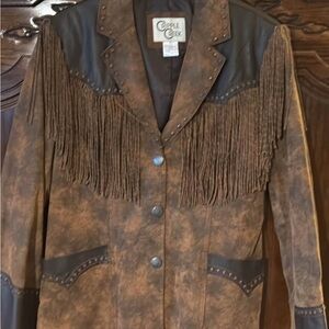 Cripple Creek Western Leather Jacket with Fringe